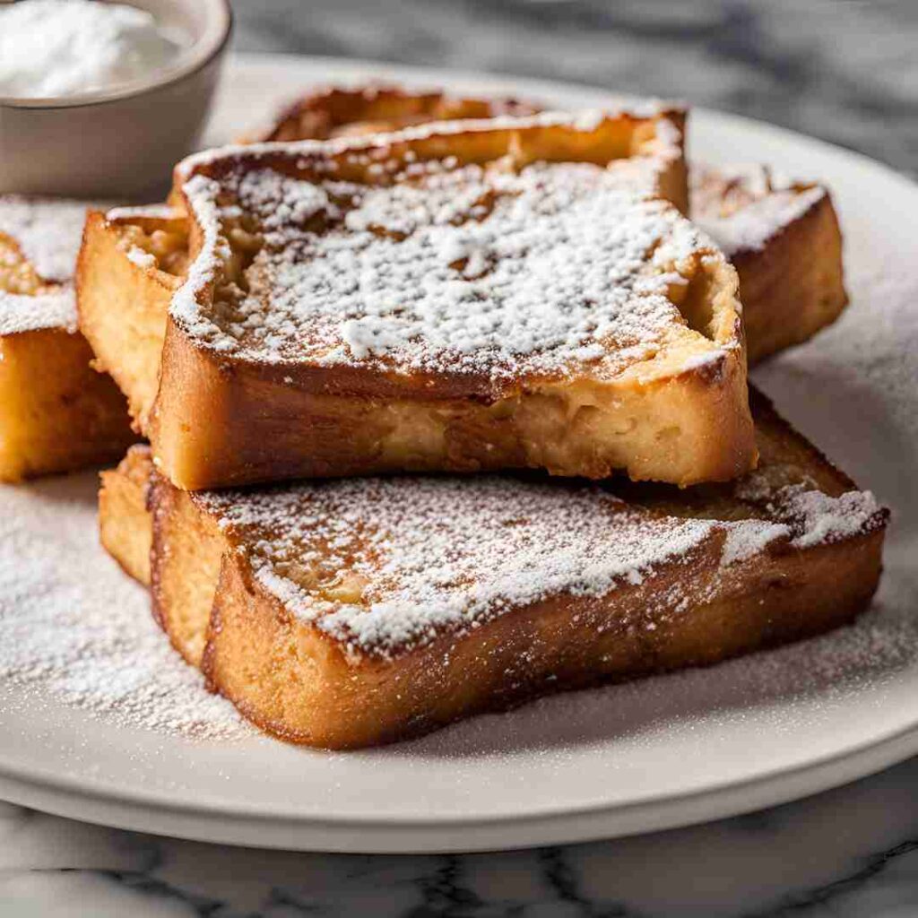 French Toast Recipe slices topped with sugar